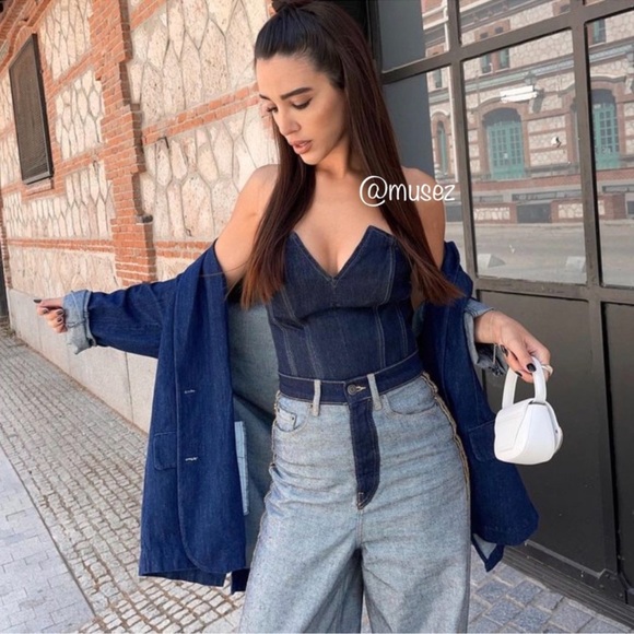 Zara ZW SPLIT DENIM CORSET - Picture 1 of 5